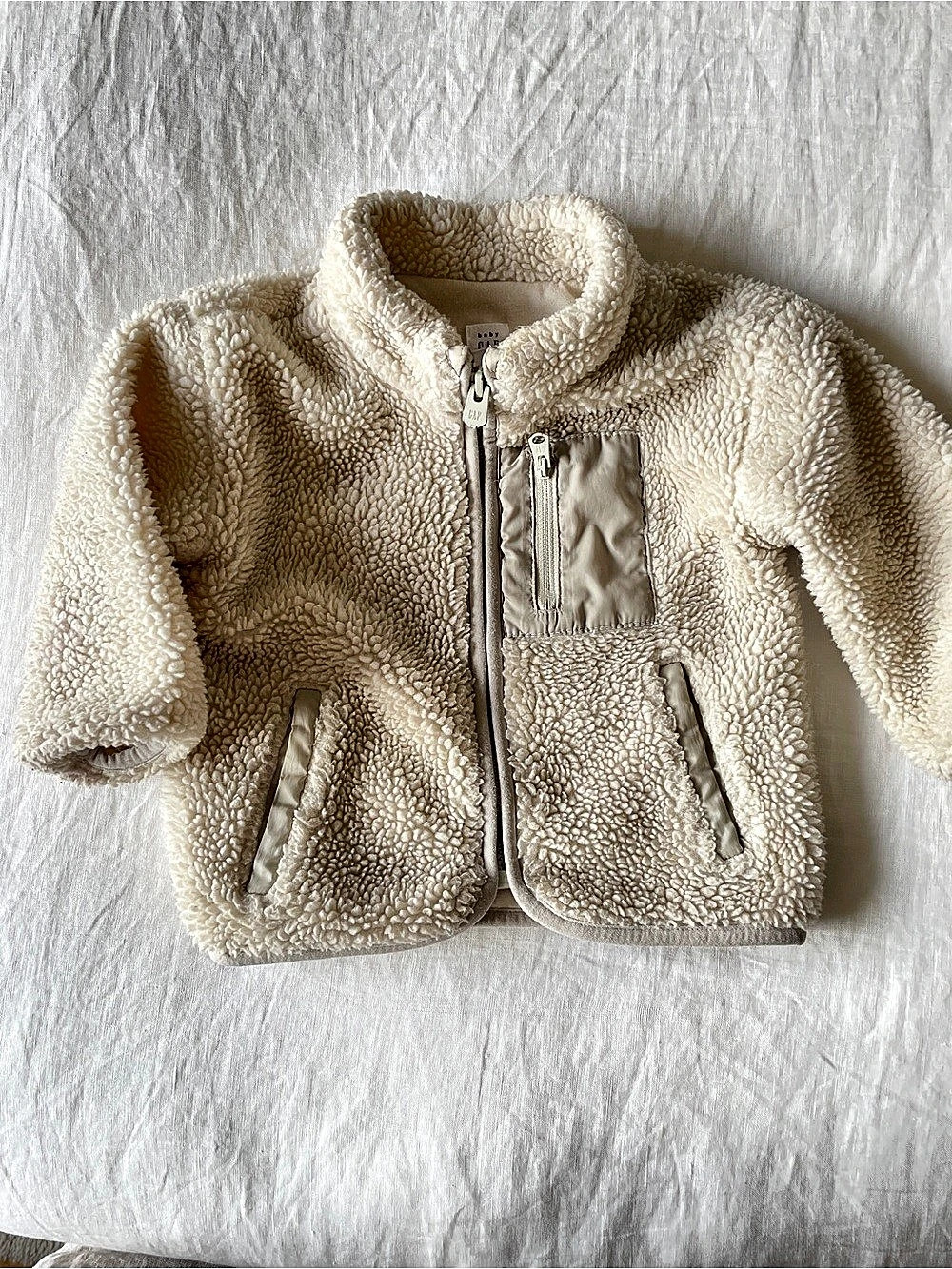 baby GAP Sherpa Full-Zip Jacket Cream 12-18 Months